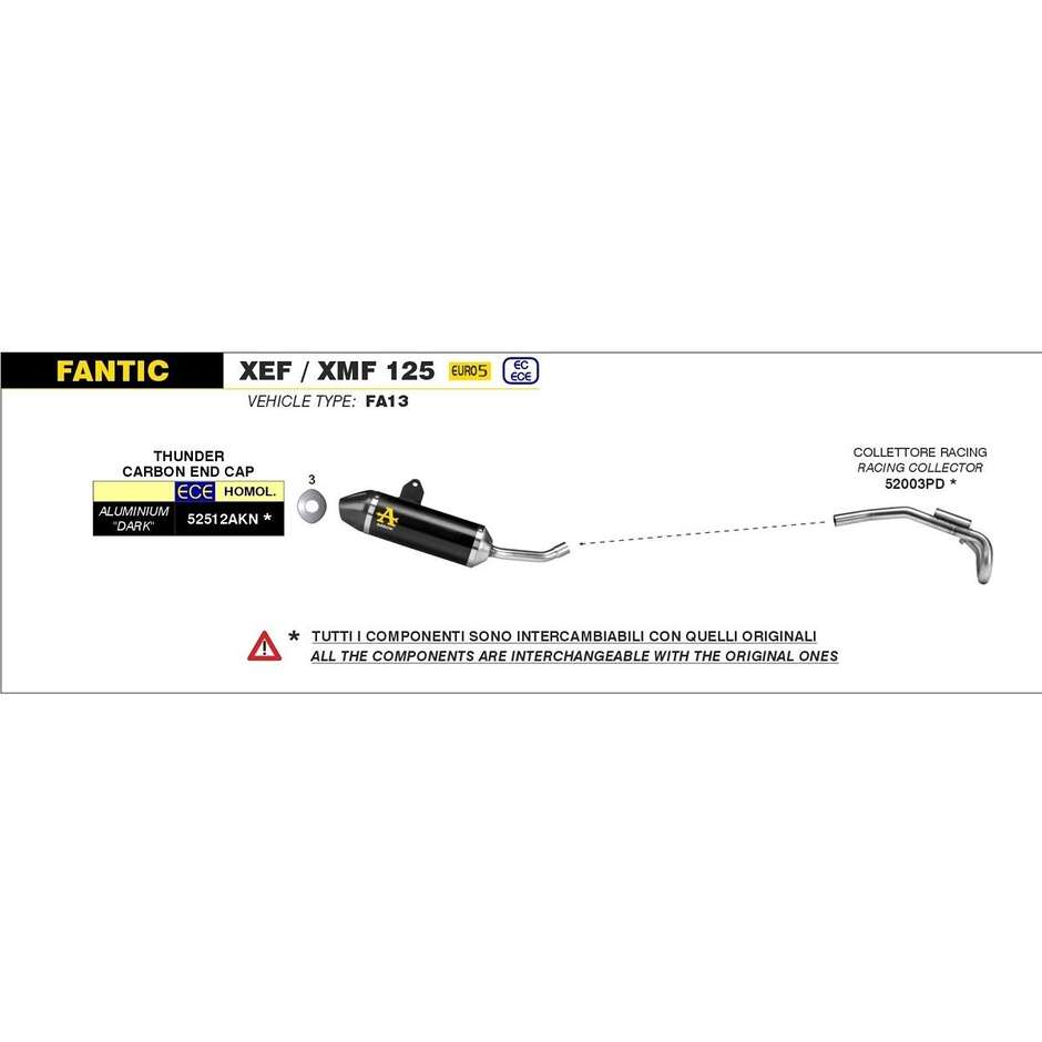 Arrow Thunder Dark Aluminum Exhaust with Carby End Cap for Fantic Motor XEF / XMF 125 (2023-24)