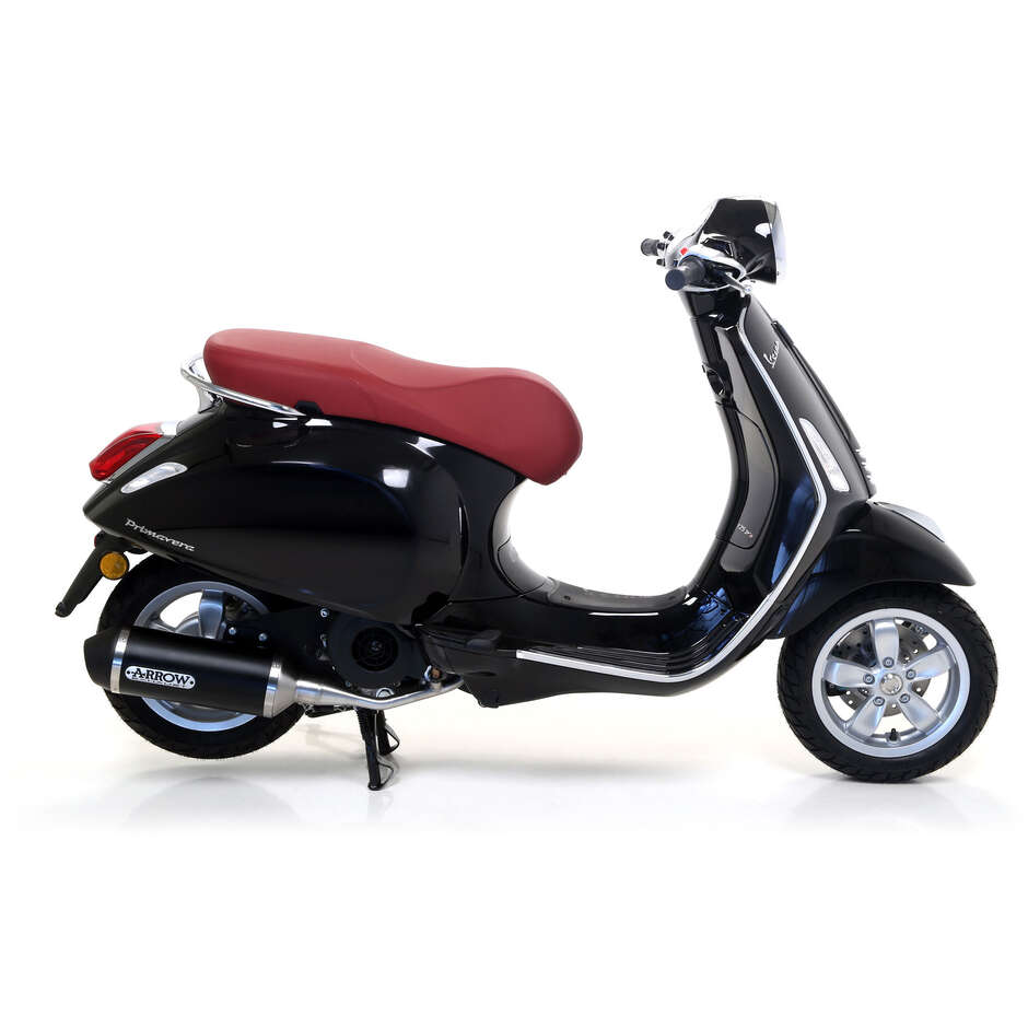Arrow Urban Auspuffschalldämpfer aus dunklem Aluminium mit dunkler Endkappe für Piaggio VESPA Primavera I-GET 3V (17-18)