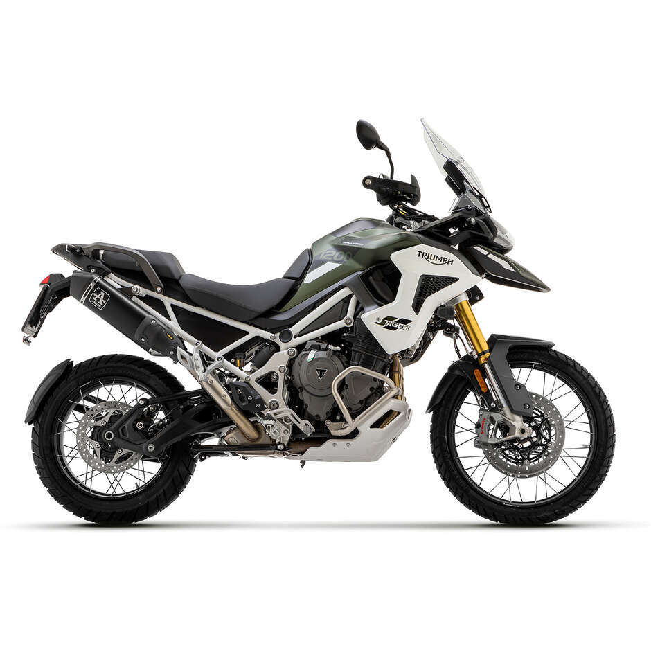 Arrow Veloce Dark Aluminum Exhaust Muffler for Side Case Mounting For Triumph TIGER 1200 (22-24)