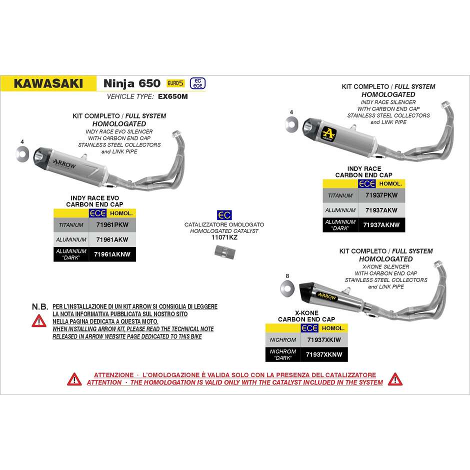 Arrow X-Kone Complete Exhaust for Kawasaki NINJA 650 / Z 650 (21-23)
