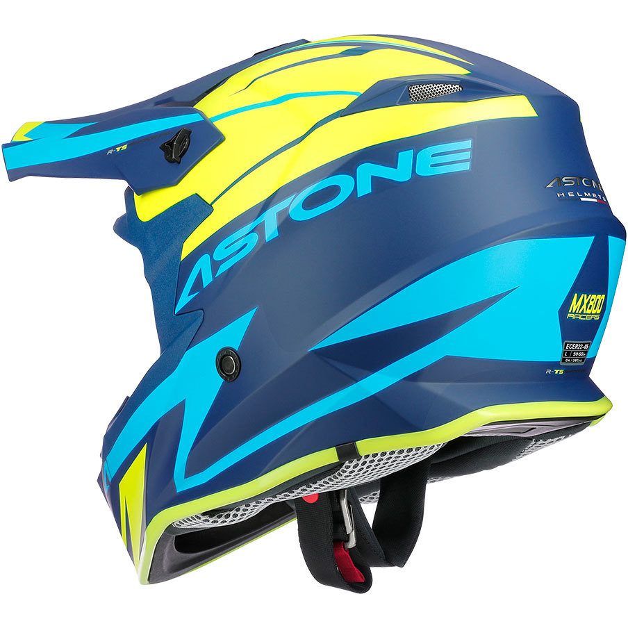 Astone MX800 RACERS Cross-Enduro Motorradhelm Gelb Blau Undurchsichtig