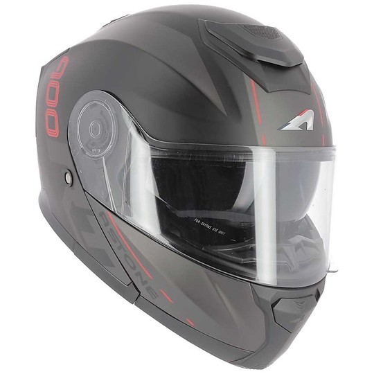 Astone RT900 STRIPE Modular Motorcycle Helmet Black Matt Red