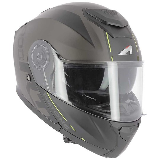 Astone RT900 STRIPE Modular Motorcycle Helmet Black Matte Yellow Fluo