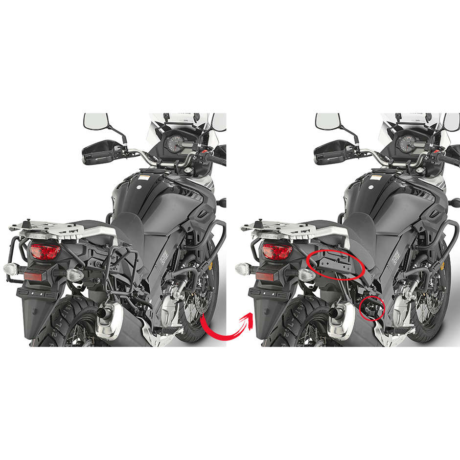 Attacco a Rimozione Rapida Per Borse Laterali Monokey - Retro Fit Givi Specifico per Suzuki DL 650 /XT V-Strom 2017-21
