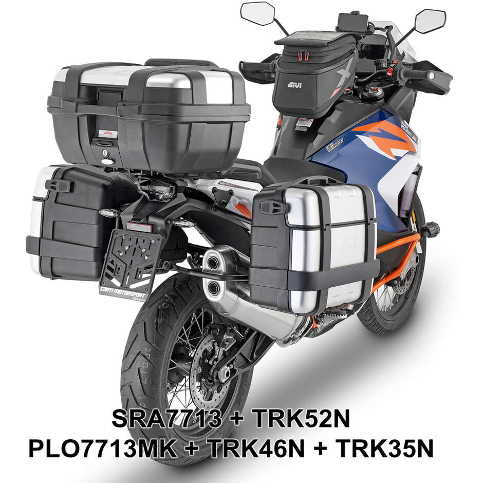 Attacco posteriore in alluminio nero per bauletto Monokey Givi SRA7713 Per KTM 1290 Super Adventure R / S (21 > 24)