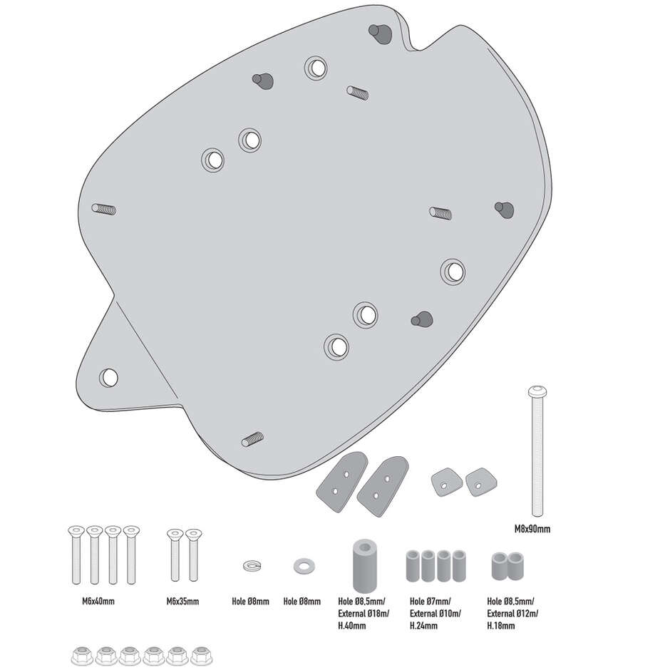 Attacco posteriore per bauletto Monolock Givi SR1189 Per HONDA SH 125-150 (20 > 24); SH 350 (21 > 24)