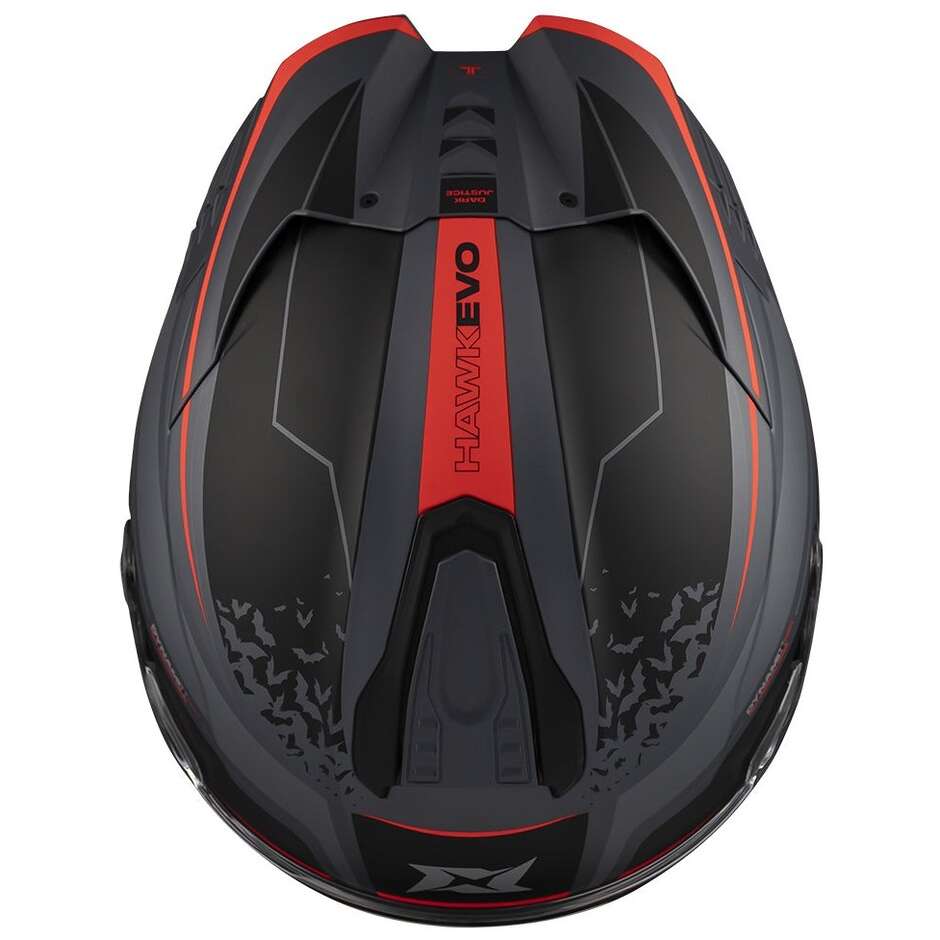 Axxis FF122SV Hawk Evo SV Dark Justice C1 Integralhelm für Motorräder, Schwarz/Rot