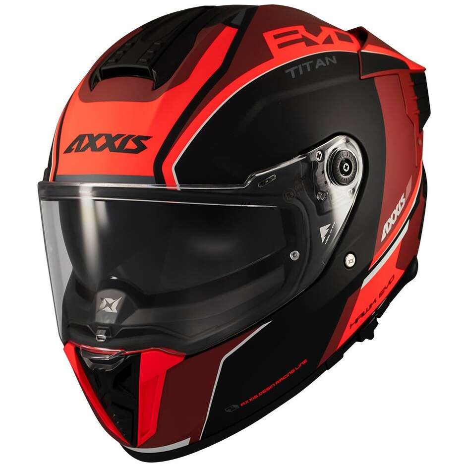 Axxis FF122SV Hawk Evo SV Dark Titan B5 Schwarz-Rot Integralhelm	