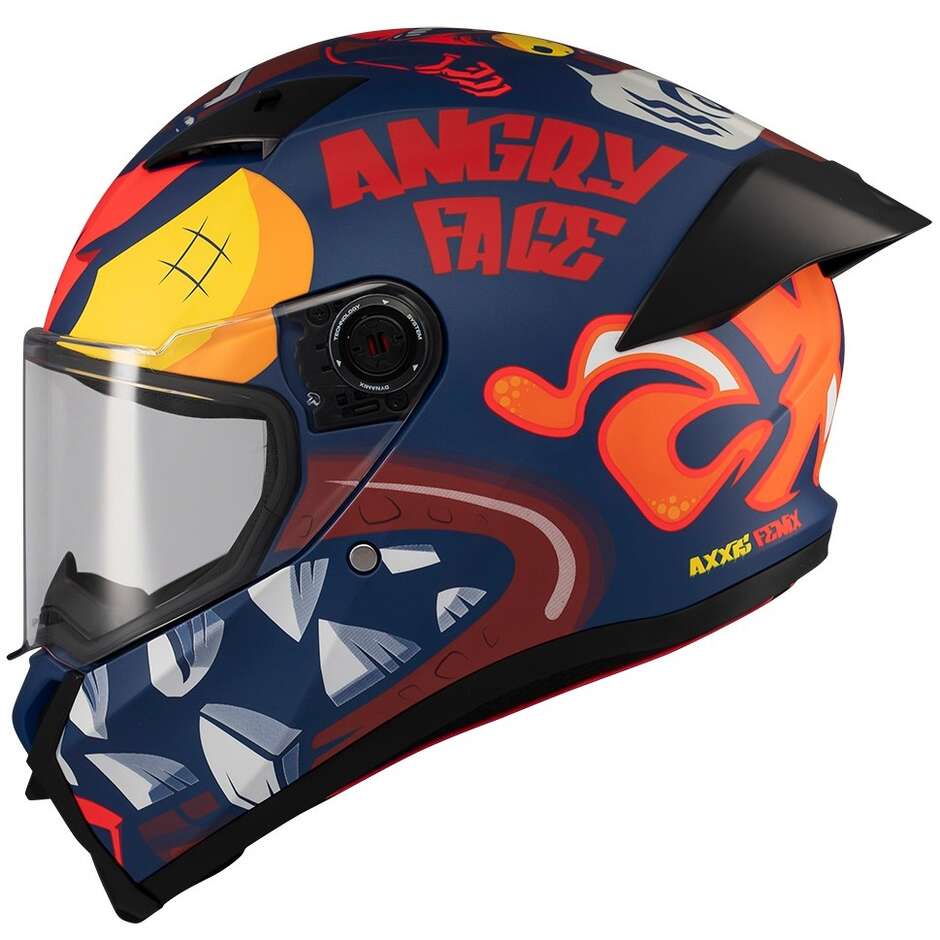 Axxis FF132 Fenix Angry Face C5 Orange Blue Integralhelm für Motorräder