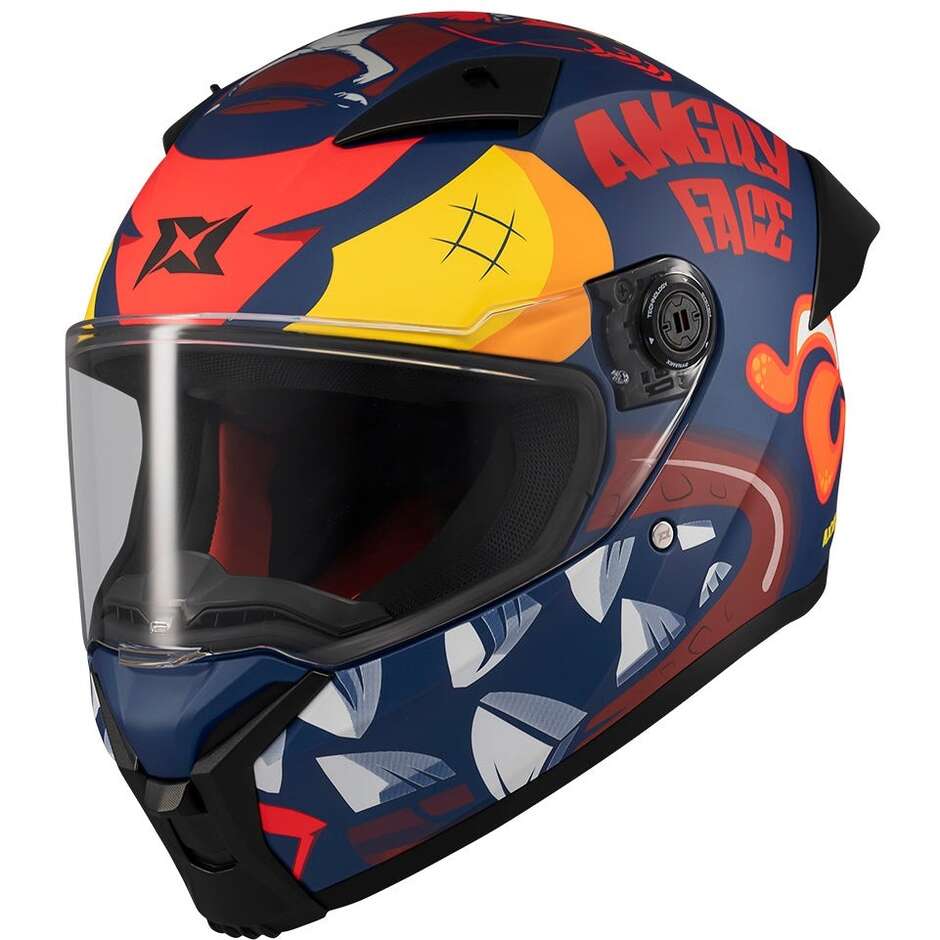 Axxis FF132 Fenix Angry Face C5 Orange Blue Integralhelm für Motorräder