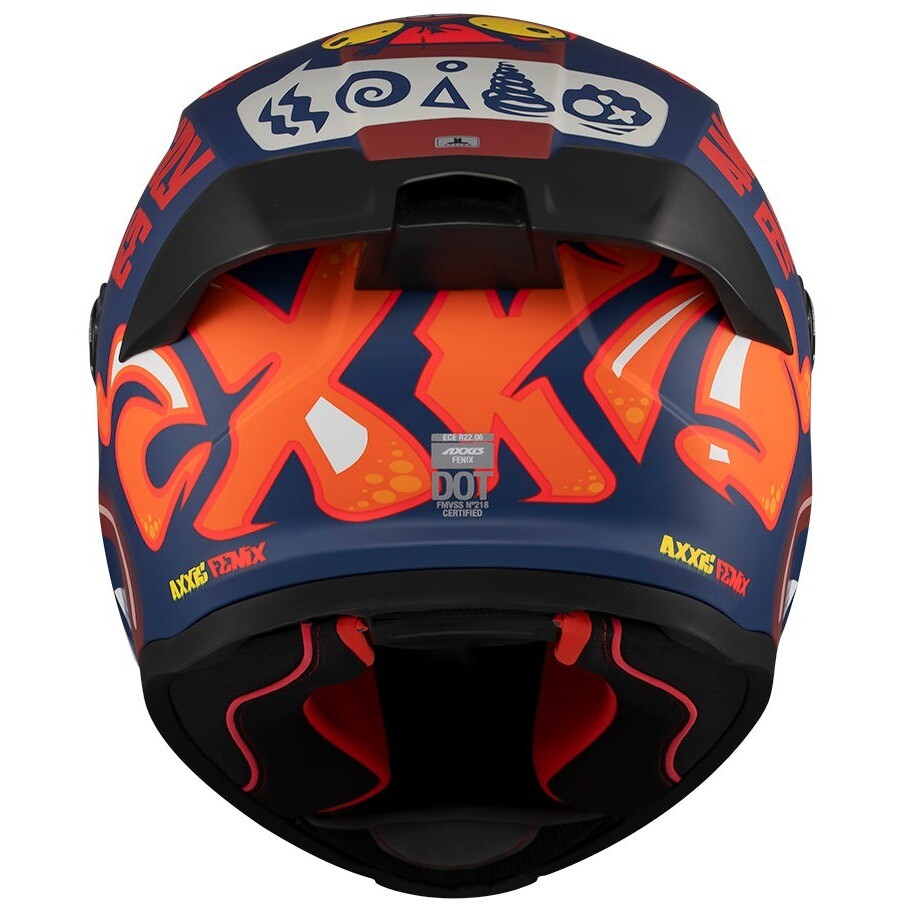Axxis FF132 Fenix Angry Face C5 Orange Blue Integralhelm für Motorräder