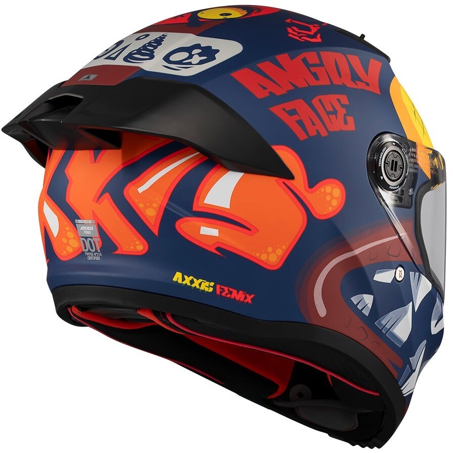 Axxis FF132 Fenix Angry Face C5 Orange Blue Integralhelm für Motorräder