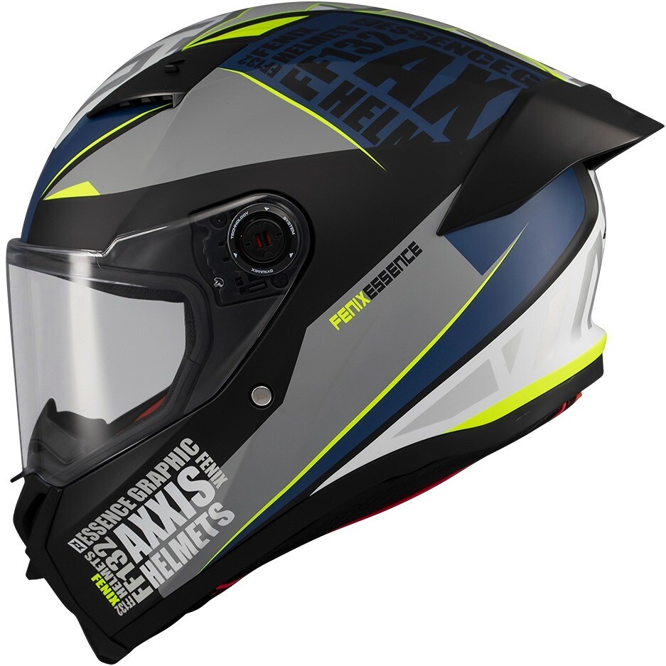 Axxis FF132 Fenix Essence C2 Integralhelm für Motorräder, Grau-Blau