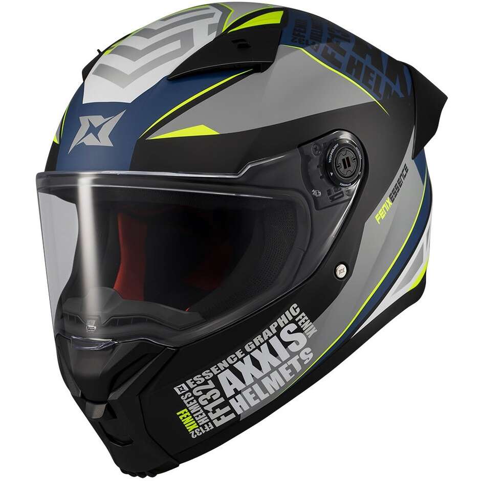 Axxis FF132 Fenix Essence C2 Integralhelm für Motorräder, Grau-Blau