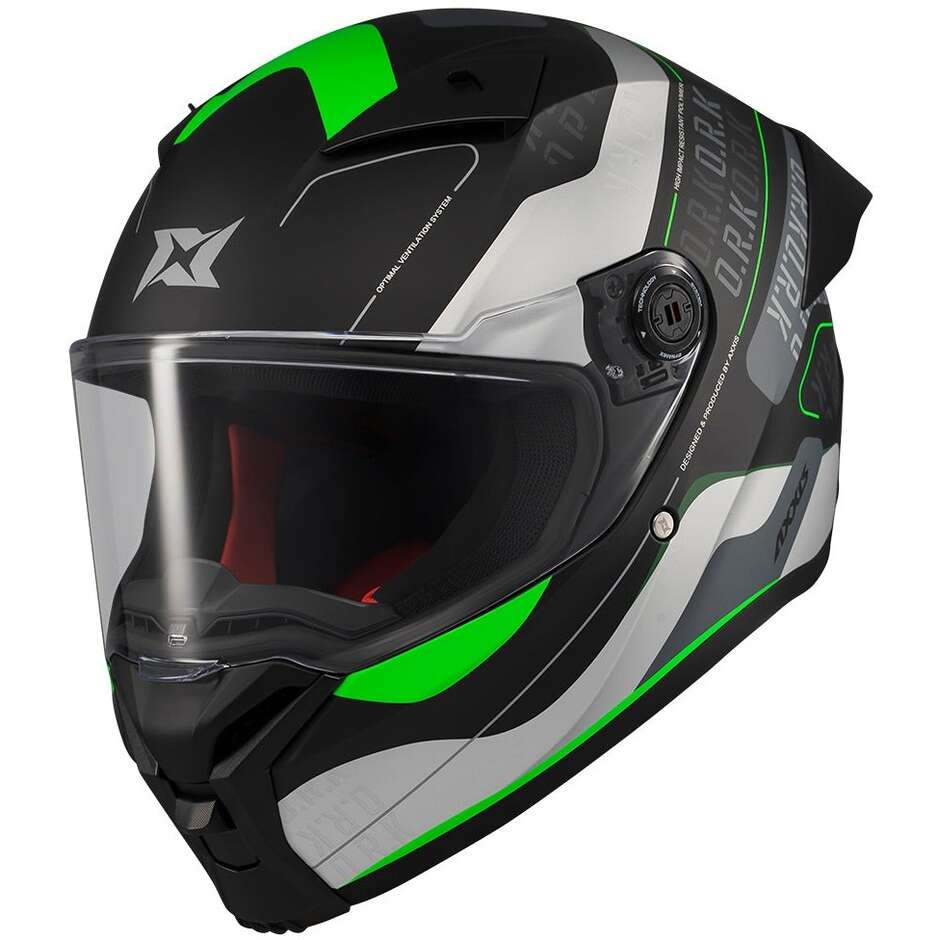 Axxis FF132 Fenix Ork B6 Integralhelm für Motorräder, Schwarz/Grün