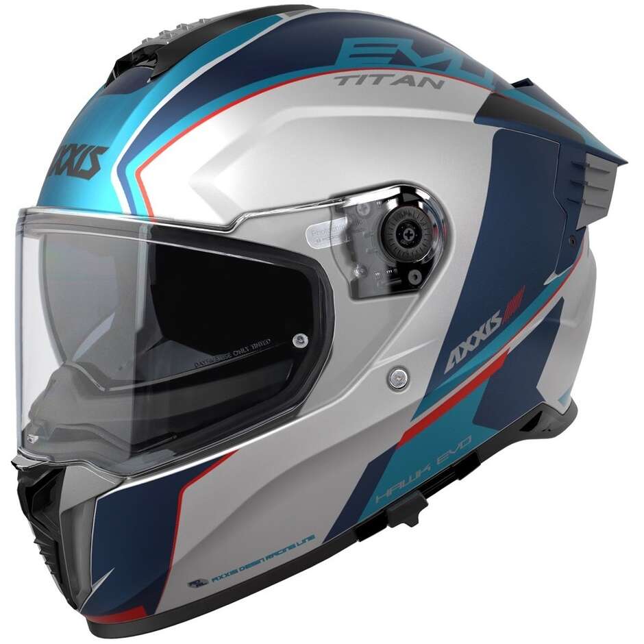 Axxis Full Face Motorcycle Helmet ff122sv Hawk Evo Sv Titan A7 Silver Blue