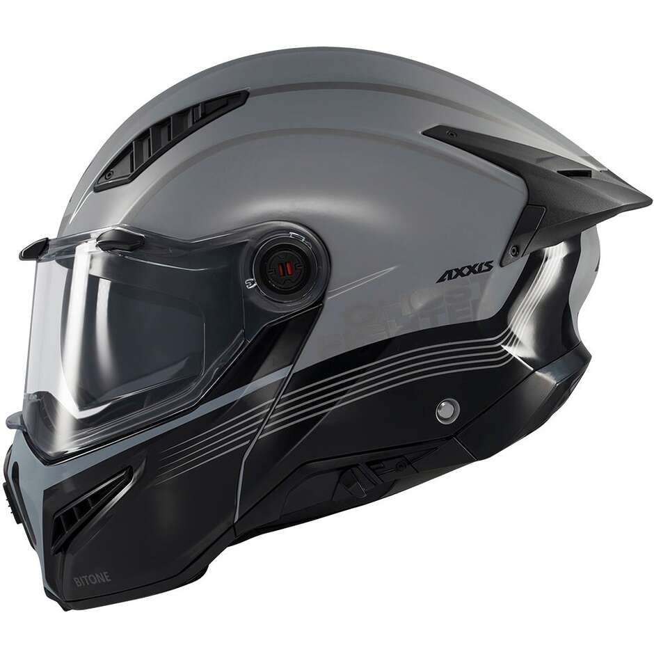Axxis Modular Motorcycle Helmet fu409 SV Ghostfighter Bitone C2 Gloss Black Grey	