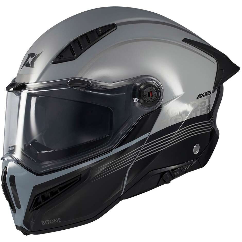 Axxis Modular-Motorradhelm FU409 SV Ghostfighter Bitone C2 Glänzend Schwarz Grau	