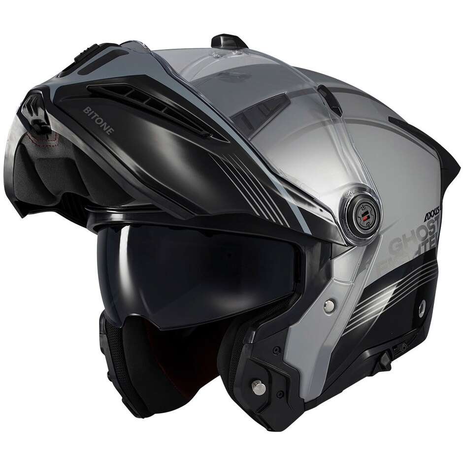 Axxis Modular-Motorradhelm FU409 SV Ghostfighter Bitone C2 Glänzend Schwarz Grau	