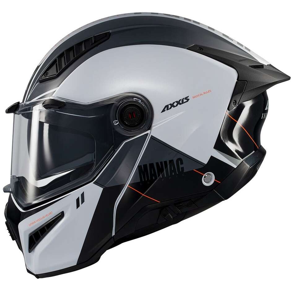 Axxis Modular-Motorradhelm FU409 SV Ghostfighter Maniac A2 Weiß Schwarz