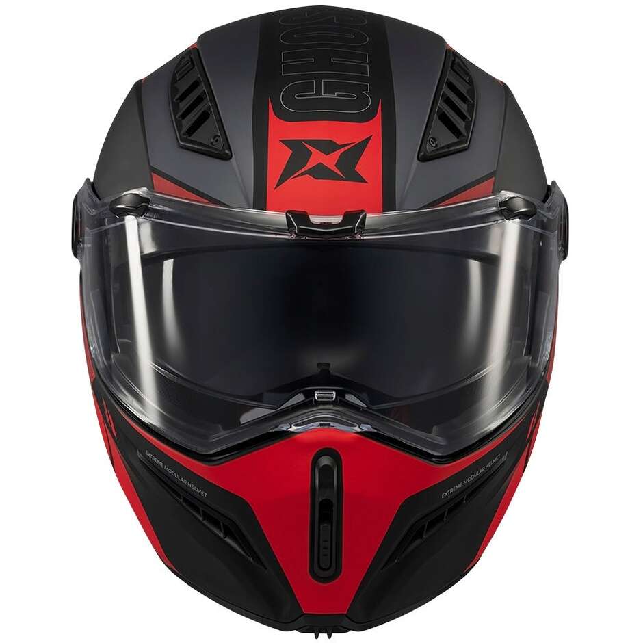 Axxis Modular-Motorradhelm FU409 SV Ghostfighter Maniac B5 Matt Schwarz Rot