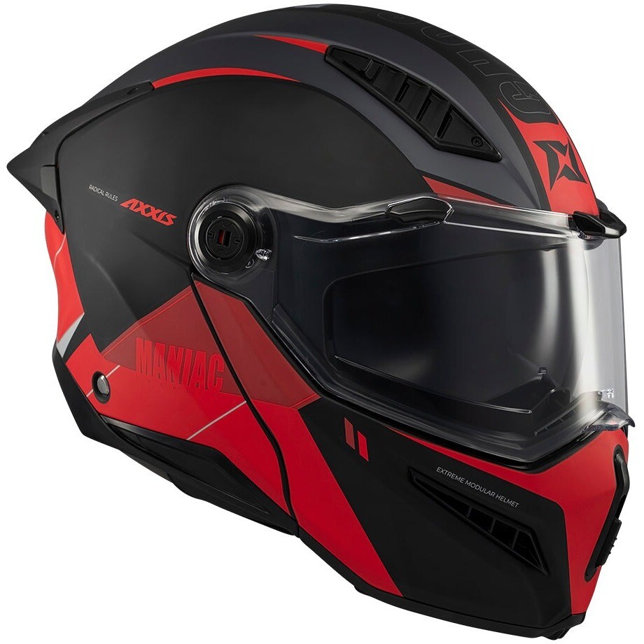 Axxis Modular-Motorradhelm FU409 SV Ghostfighter Maniac B5 Matt Schwarz Rot
