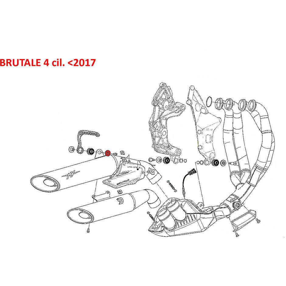 Bague de vis pour silencieux d'échappement MV Agusta CNC Racing Noir