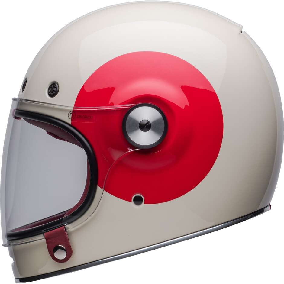 Bell BULLIT TT VINTAGE Custom Integral Motorcycle Helmet Glossy White Oxblood