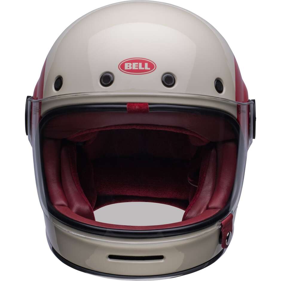 Bell BULLIT TT VINTAGE Custom Integral Motorcycle Helmet Glossy White Oxblood