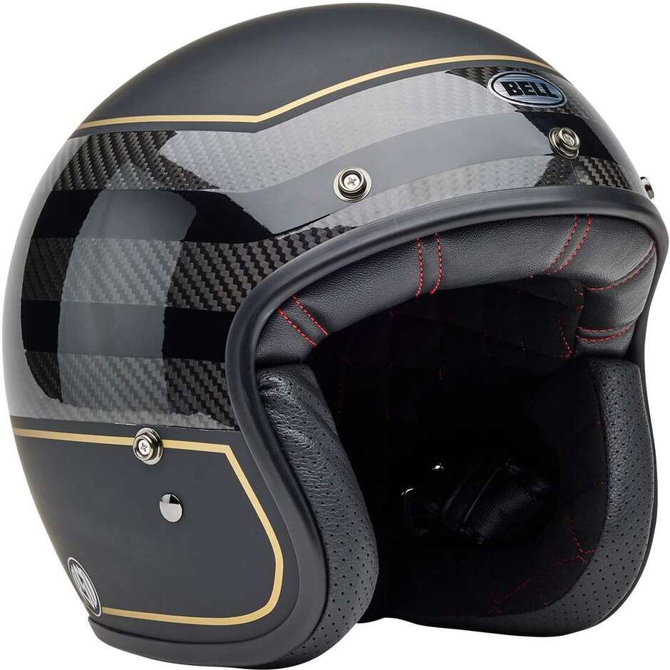 Bell Custom 500 Carbon Roland Sand The Redodo Jet Motorcycle Helmet, Matte Black Gloss