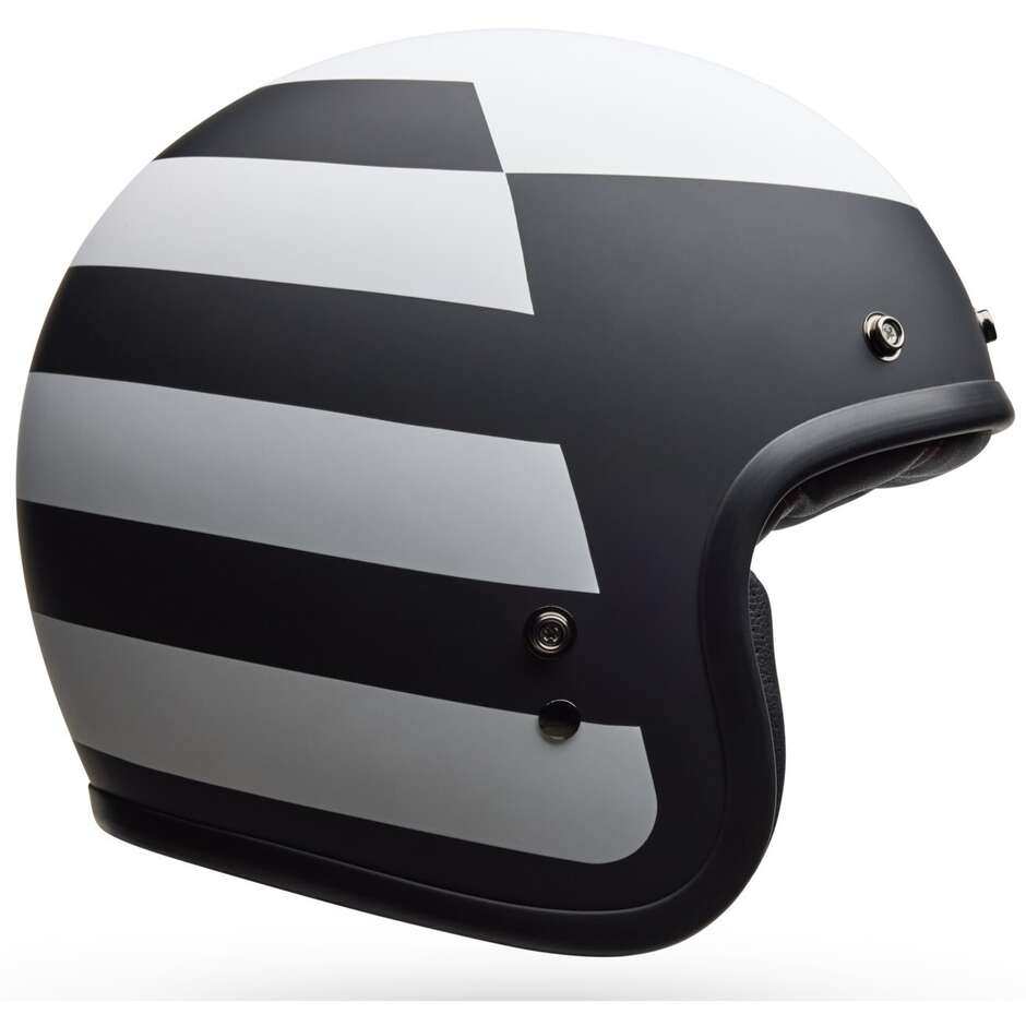 Bell CUSTOM 500 PARLOR Cafe Racer Jet Motorcycle Helmet, Matte Black/White