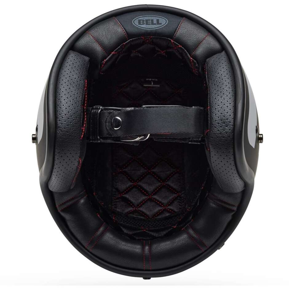 Bell CUSTOM 500 PARLOR Cafe Racer Jet Motorcycle Helmet, Matte Black/White