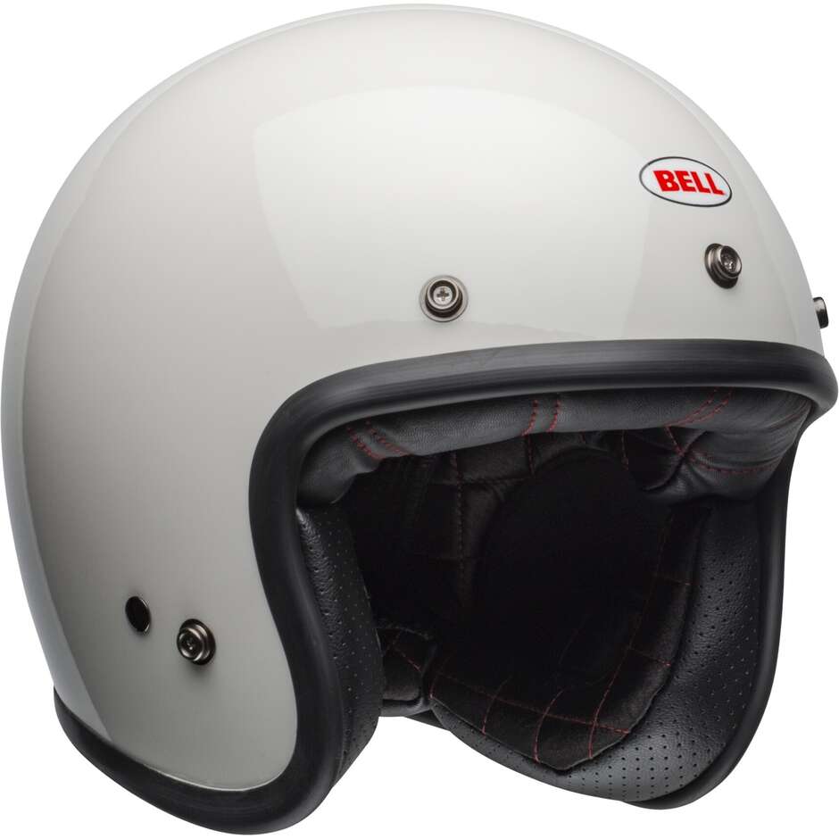 Bell CUSTOM 500 Vintage White Cafe Racer Jet Motorcycle Helmet