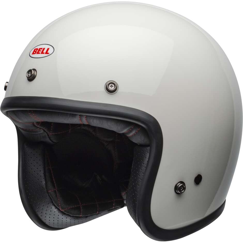 Bell CUSTOM 500 Vintage White Cafe Racer Jet Motorcycle Helmet