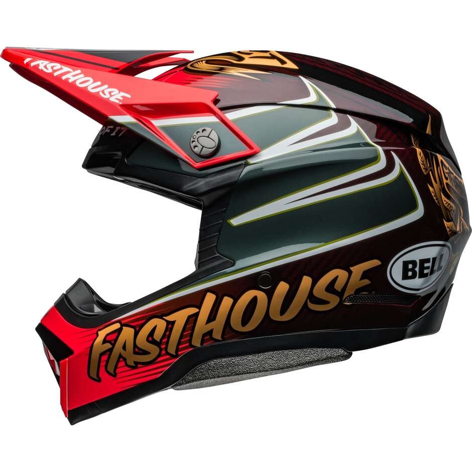 BELL MOTO-10 SPHERICAL FASTHOUSE DITD Cross Enduro Motorcycle Helmet Red Gold