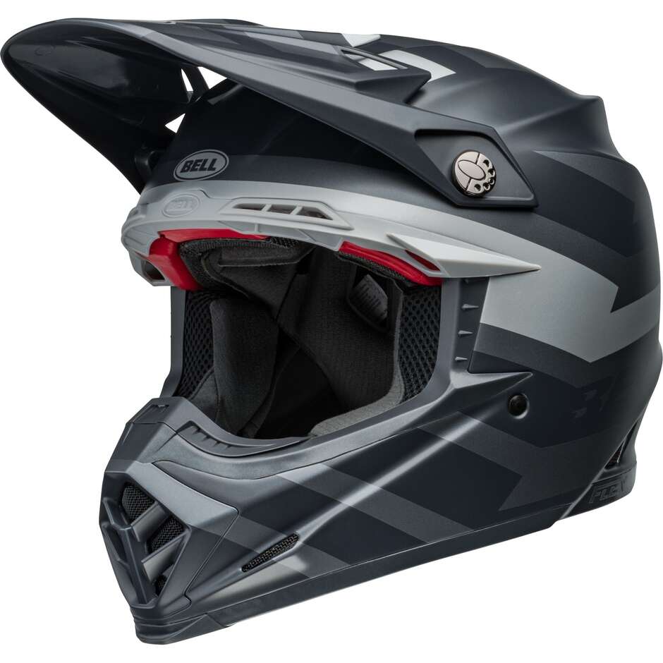 BELL MOTO-9S FLEX BANSHEE Cross Enduro Motorcycle Helmet Black Satin Silver