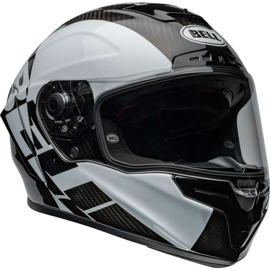 BELL RACE STAR FLEX DLX OFFSET Full Face Motorcycle Helmet Black White