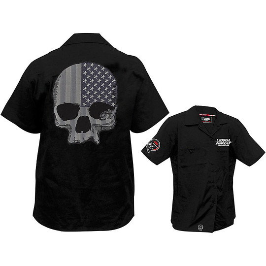 Benutzerdefinierte Shirt Shirt tödliche Bedrohung USA Schädel Arbeit schwarz
