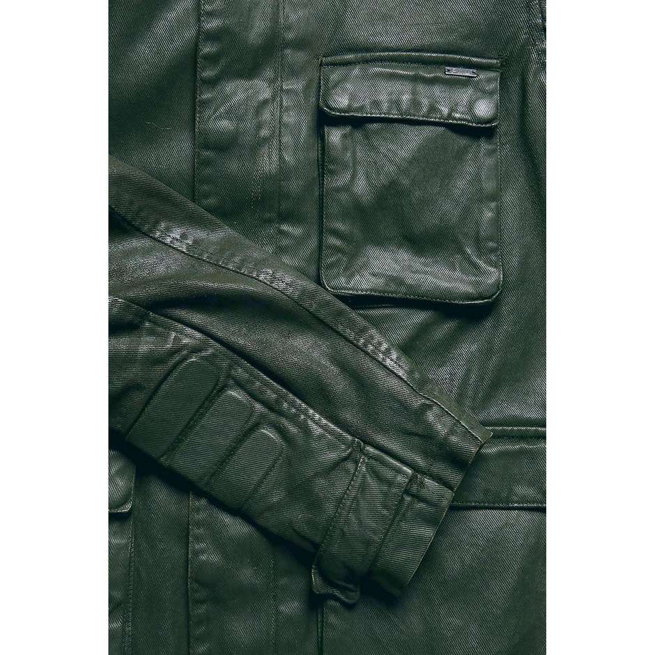 Benutzerdefinierte Stoff Motorrad Jacke PMJ Promo Jeans DISTRICT Vintage grün
