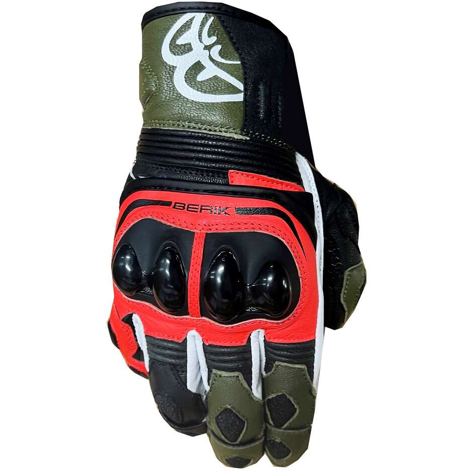 Berik 2.0 10509 Sprint Leather Motorcycle Gloves Black Green Red