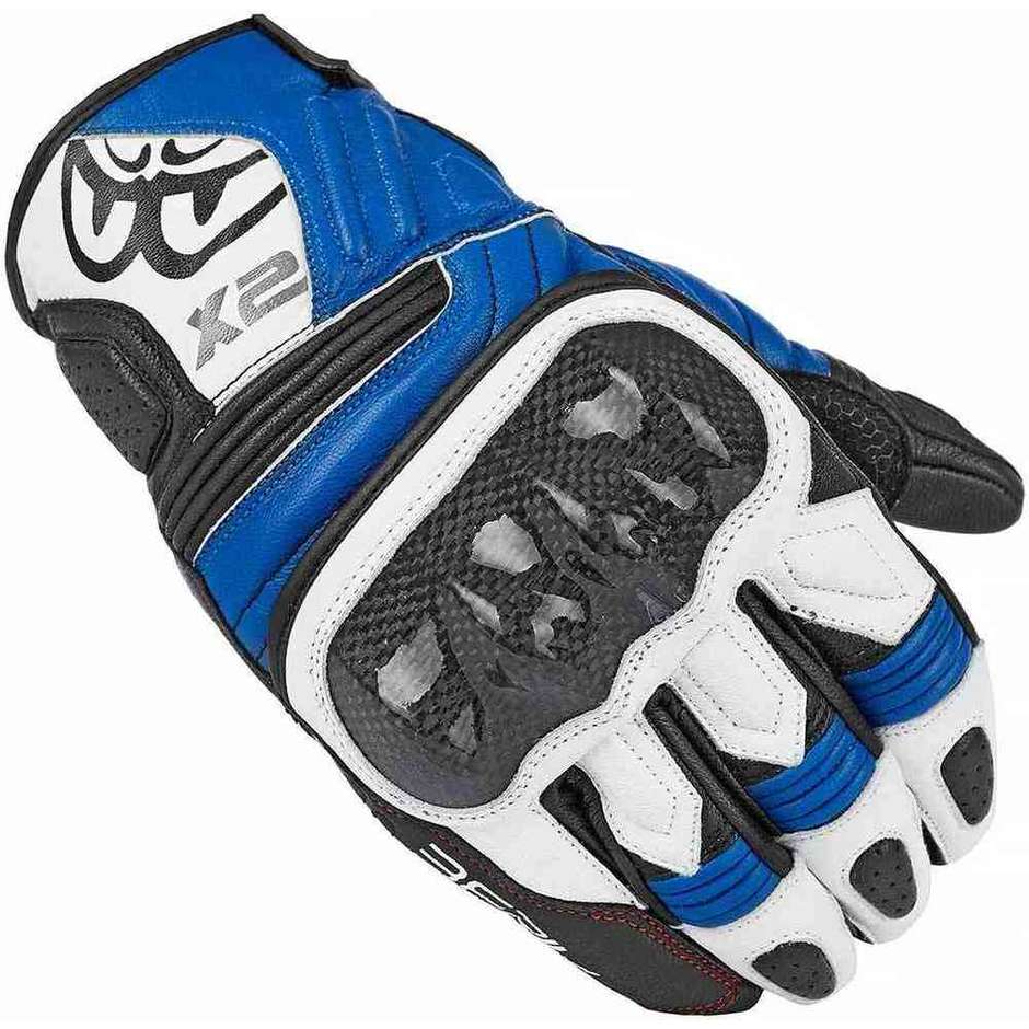 Berik 2.0 175105 Gants de moto de sport en cuir blanc noir bleu