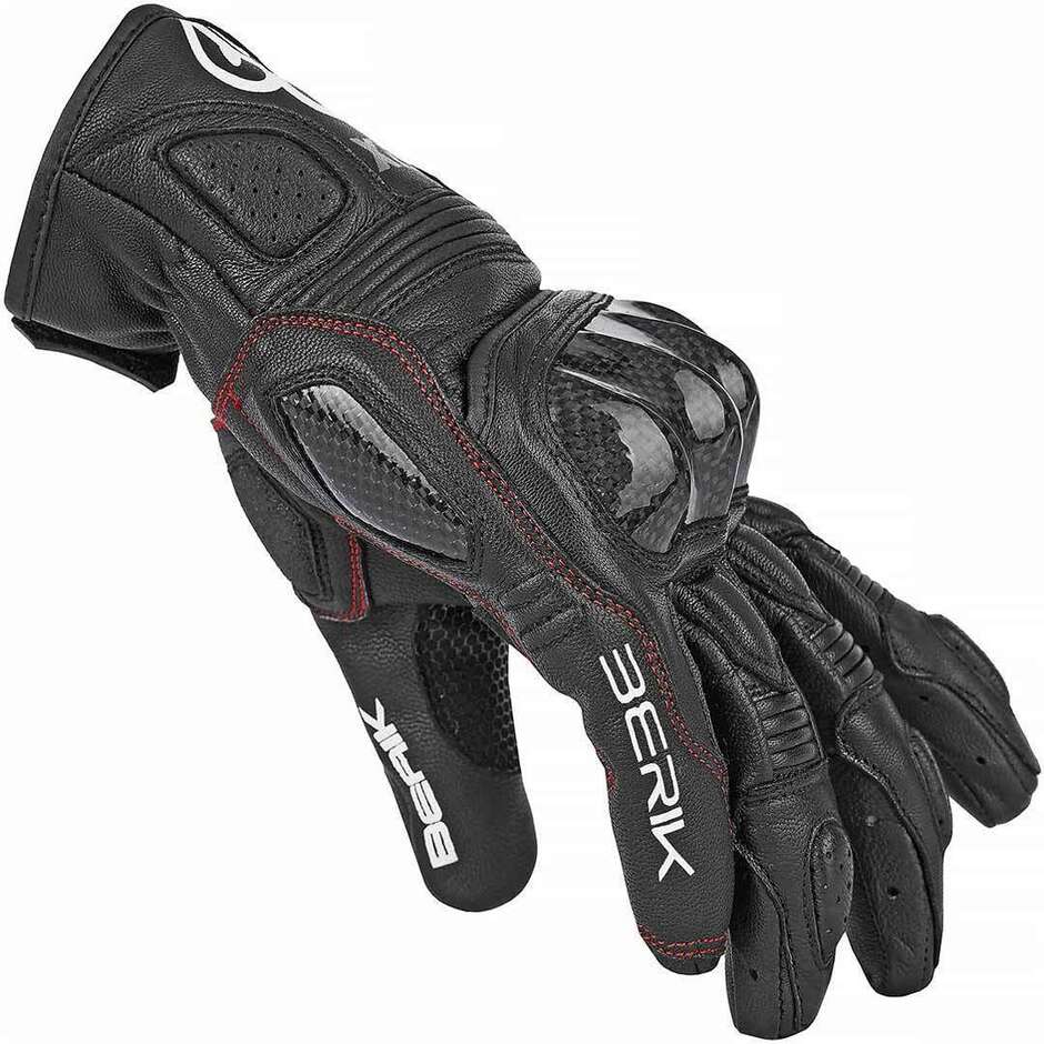 Berik 2.0 175105 Short  Black Leather Sport Motorcycle Gloves