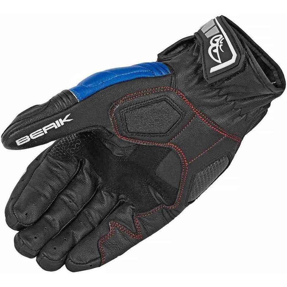 Berik 2.0 175105 Short White Black Blue Leather Sport Motorcycle Gloves
