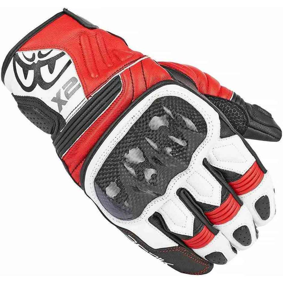 Berik 2.0 175105 Short White Red Fluo Leather Sport Motorcycle Gloves