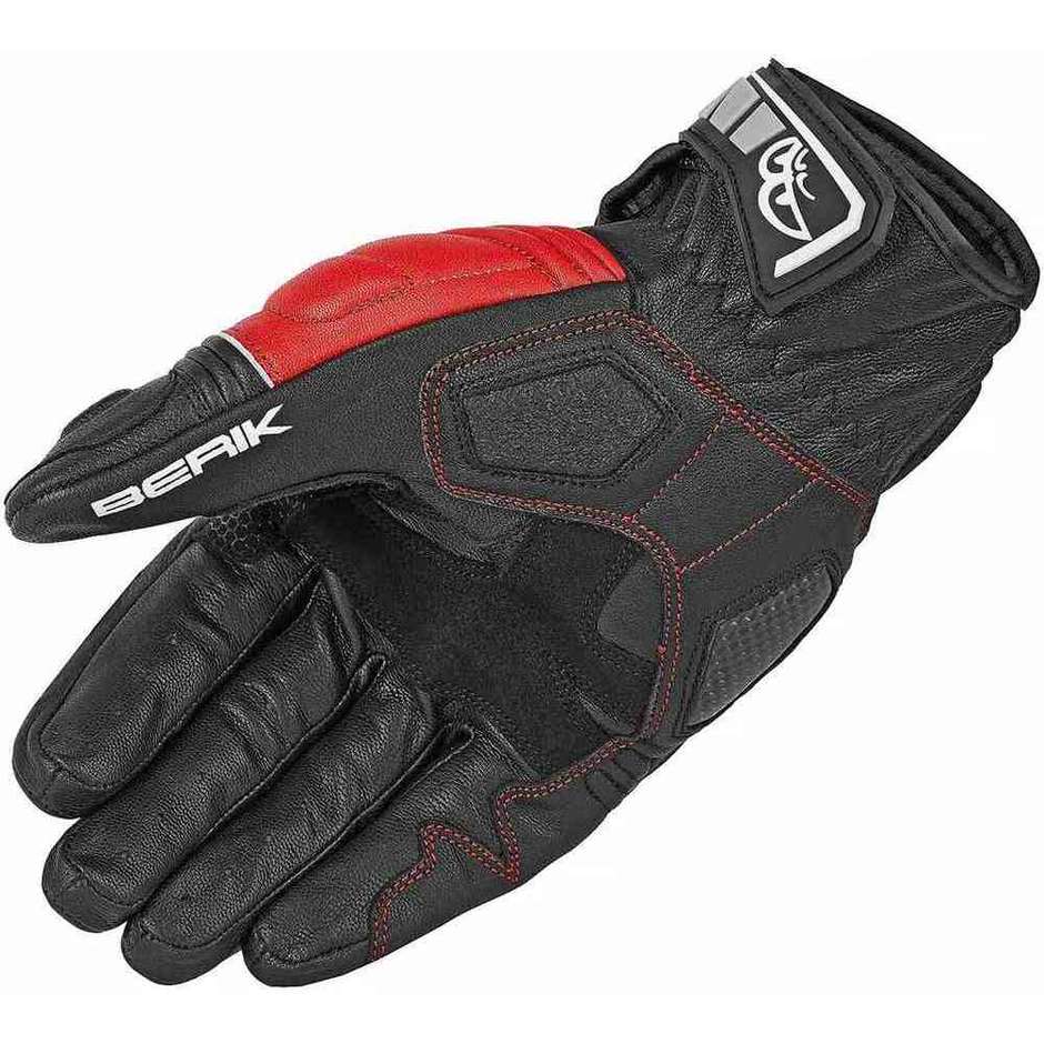 Berik 2.0 175105 Short White Red Fluo Leather Sport Motorcycle Gloves