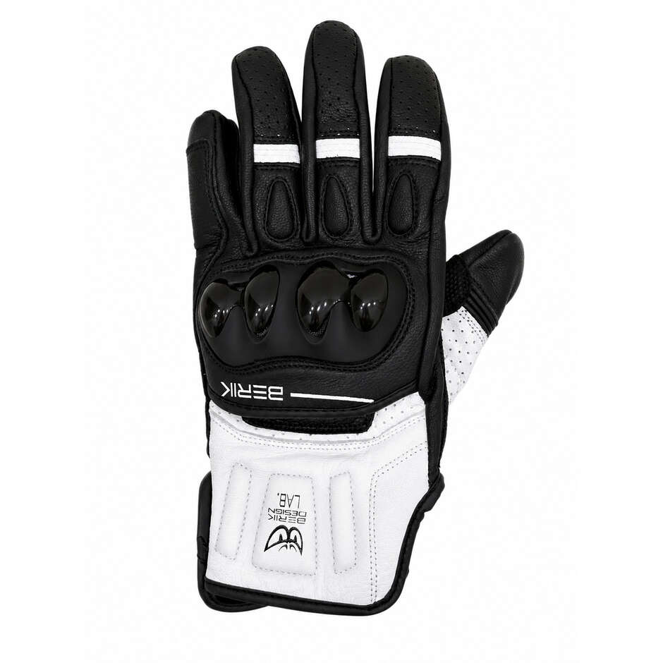 Berik 2.0 185305 Neue TX-2 Motorradhandschuhe aus Leder, Schwarz/Weiß