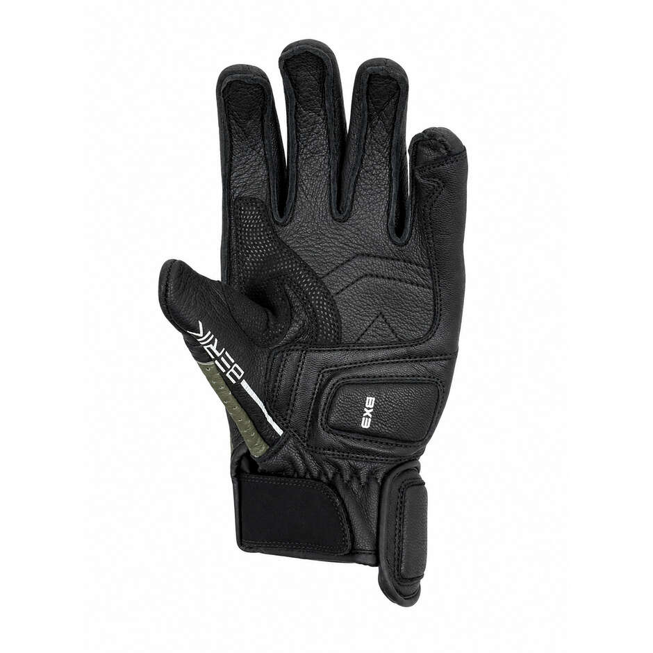 Berik 2.0 185305 Neue TX-2 Motorradhandschuhe aus schwarzem und militärgrünem Leder