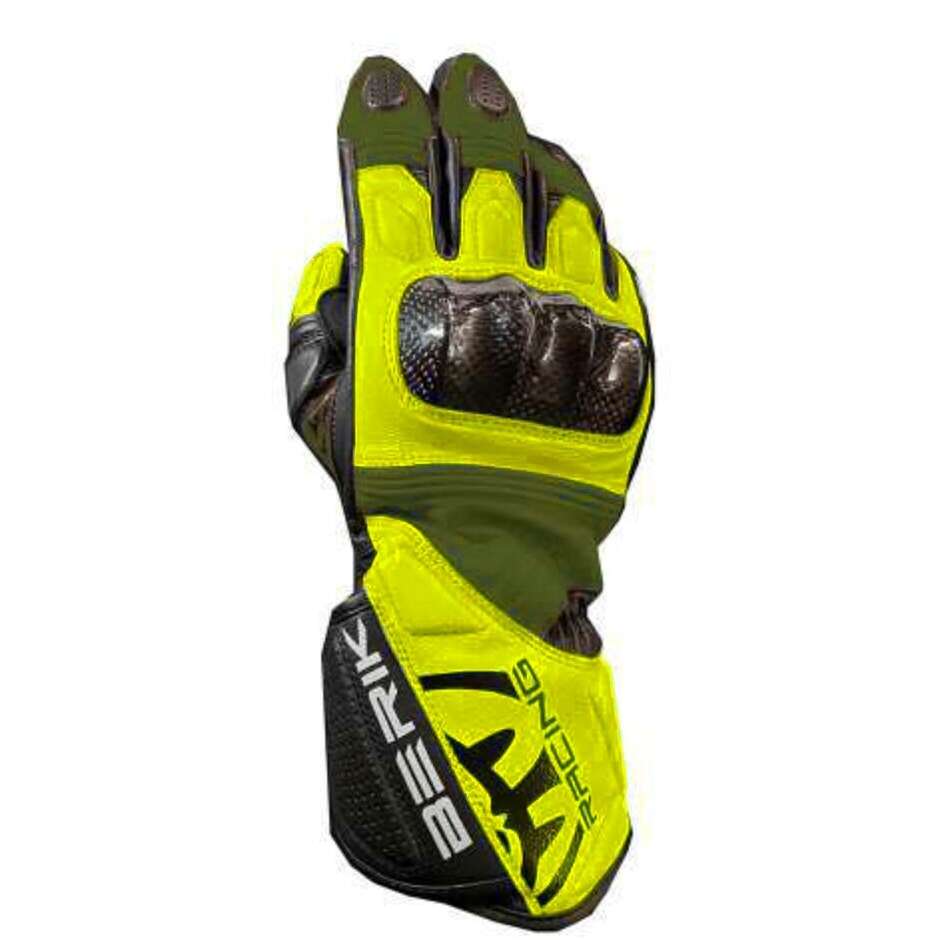 Berik 2.0 235102 FR Grün Gelb Fluo Racing Leder Motorradhandschuhe