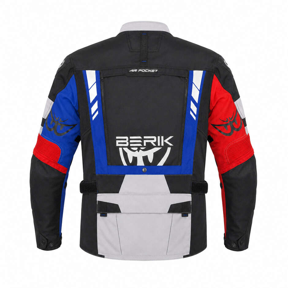 Berik 2.0 Adventure Nj-253328-BL Technical Motorcycle Jacket Black White Red Fluorescent Blue