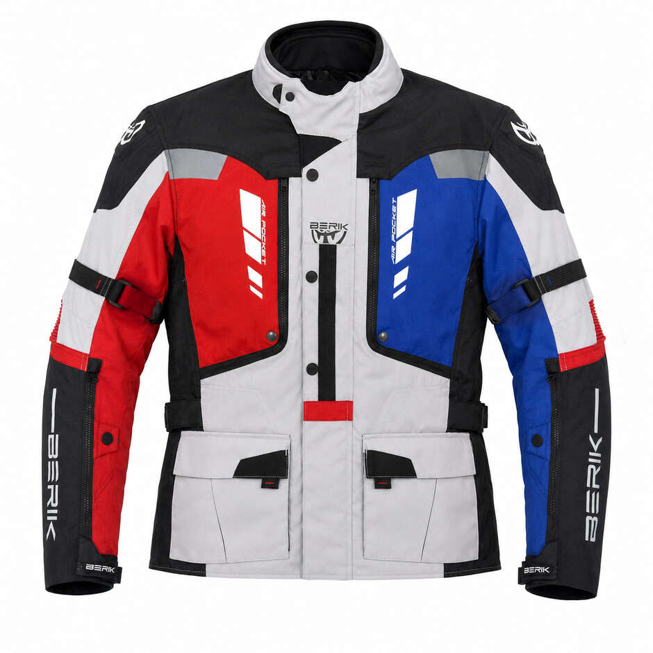 Berik 2.0 Adventure Nj-253328-BL Technical Motorcycle Jacket Black White Red Fluorescent Blue